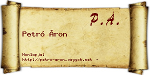 Petró Áron névjegykártya